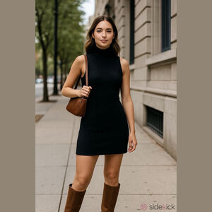 FREE PEOPLE Ribbed Mini Dress Medium Black Sleeveless Boho City Date Night Sexy